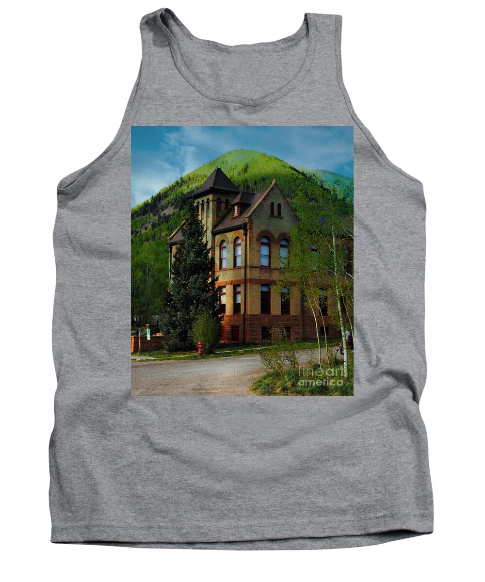 Victorian Court House Rico Co Tank Top featuring the digital art Victorian Court House Rico Colorado by Annie Gibbons