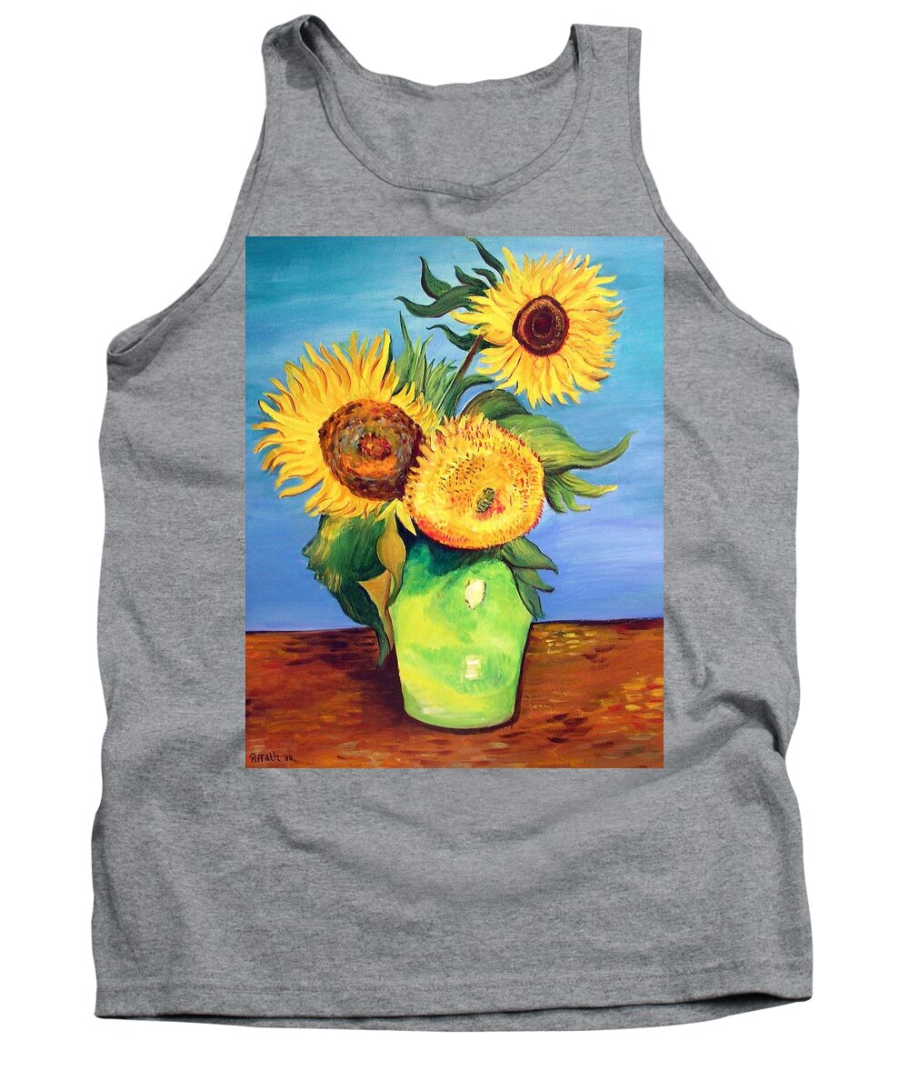 Van Gogh Tank Top featuring the painting Vincent's Sunflowers by Patricia Piffath