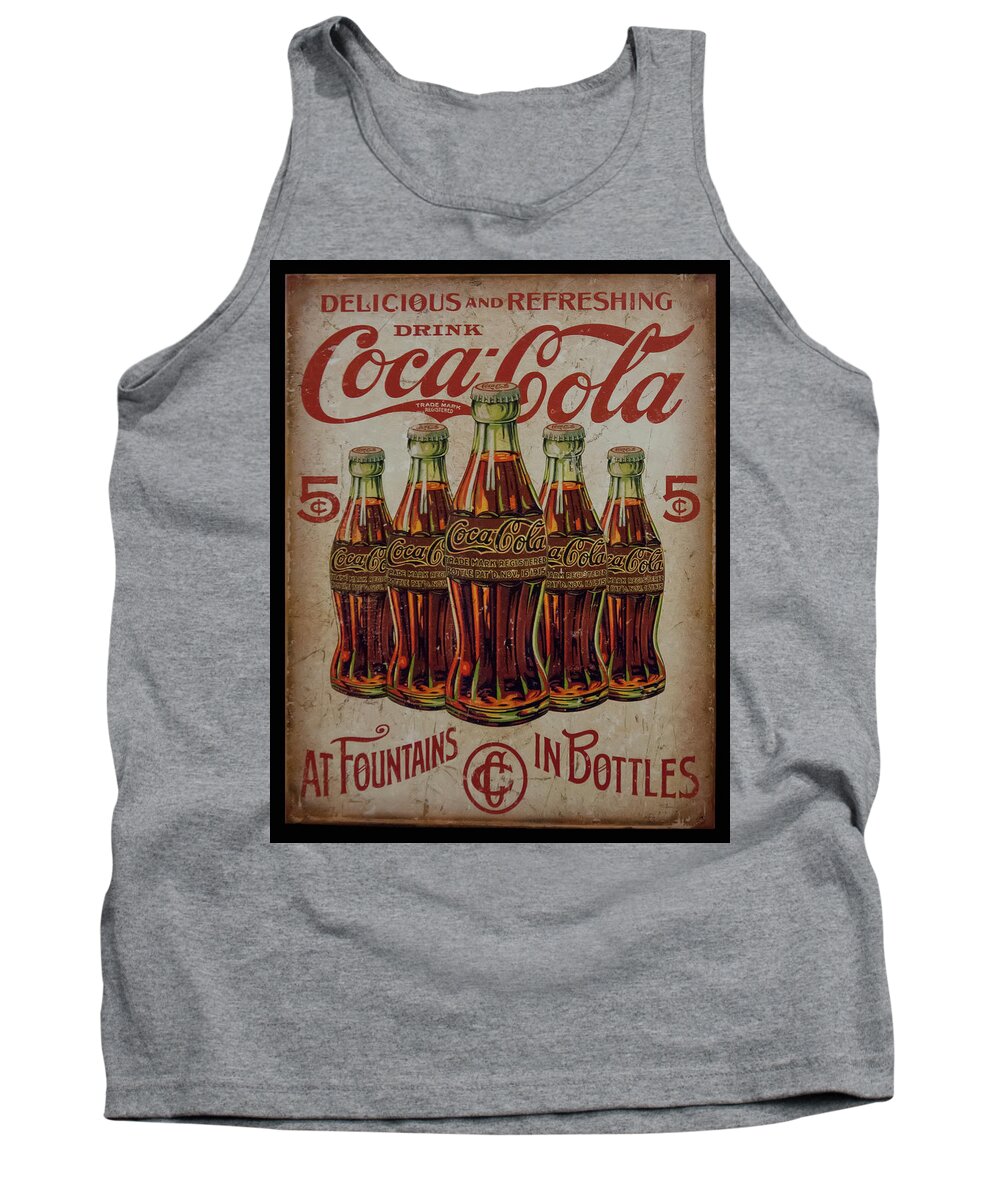 Cocacola Tank Top featuring the photograph vintage Coca Cola sign by Flees Photos