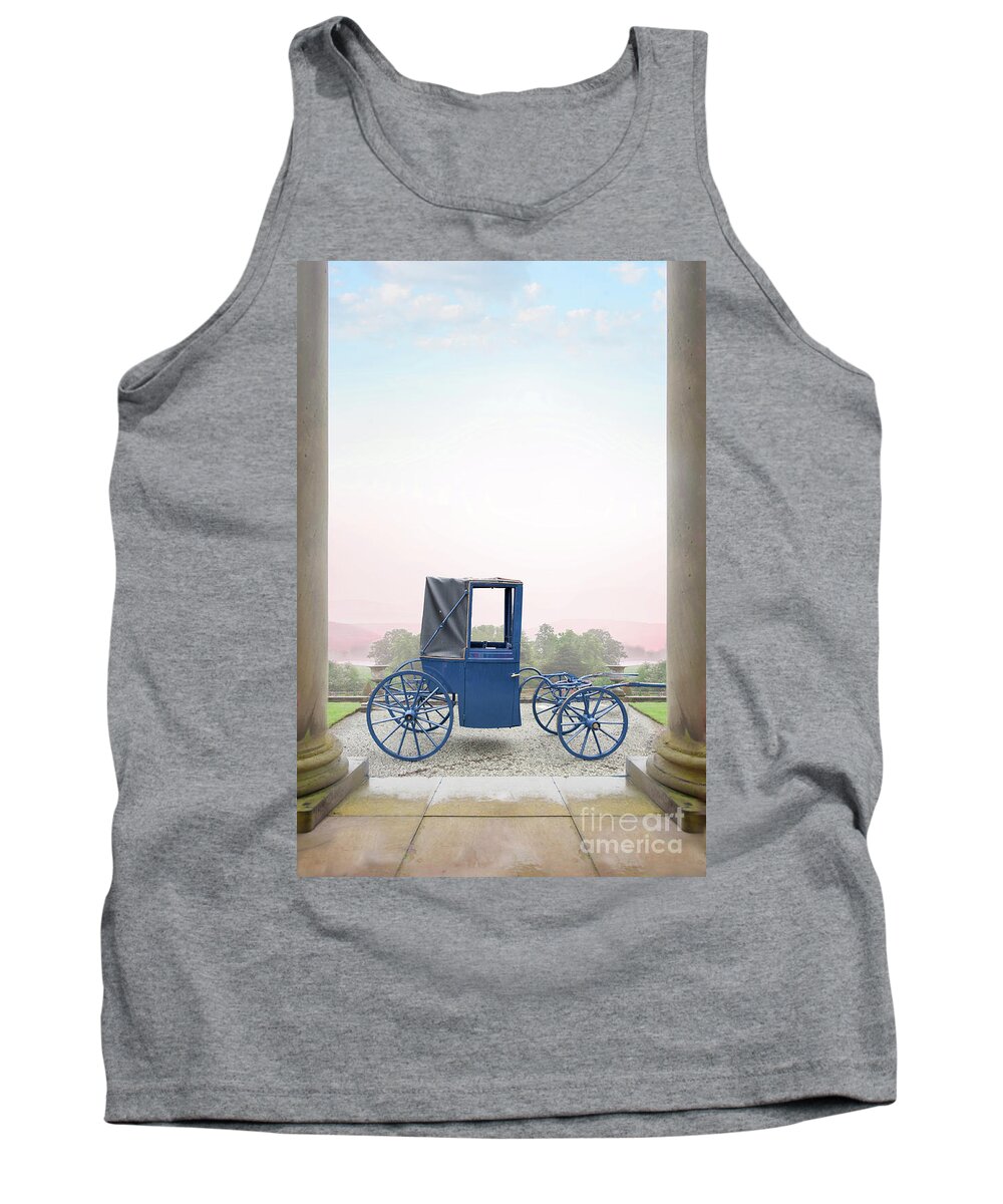 Vintage Tank Top featuring the photograph Vintage Horse Drawn Carriage Outside A Country Mansion by Lee Avison