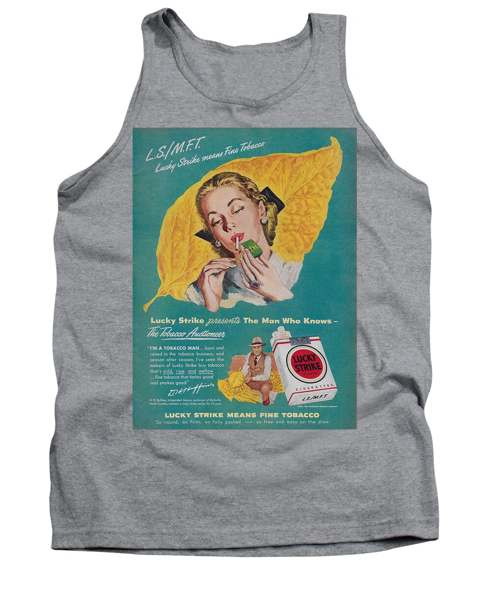 James Smullins Tank Top featuring the mixed media Vintage Lucky Strike ad by James Smullins