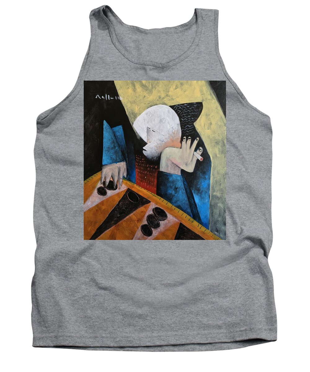  Abstract Tank Top featuring the painting VITAE The Tawla Player by Mark M Mellon