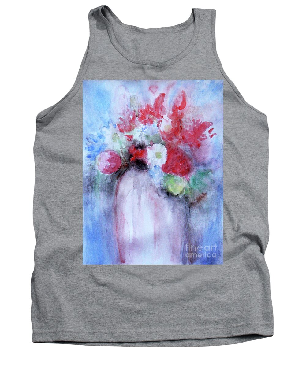 Flowers Tank Top featuring the painting Shining Still Life by Jasna Dragun