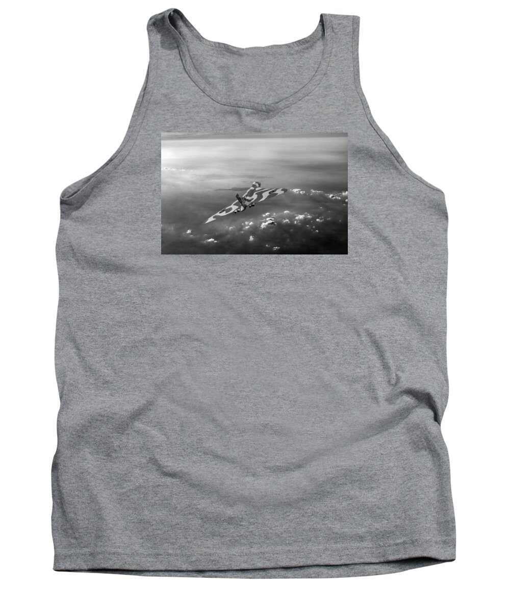 Avro Vulcan Tank Top featuring the photograph Vulcan over the Channel black and white version by Gary Eason