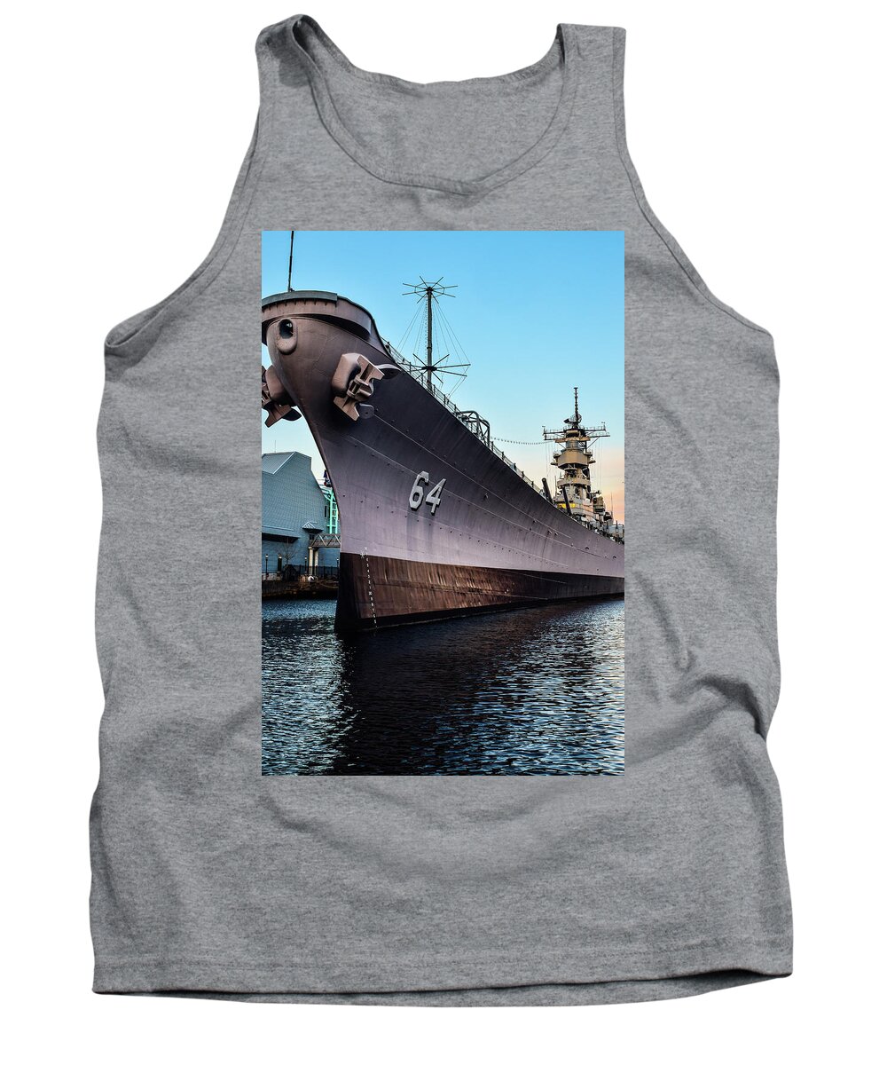 Uss Wisconsin Tank Top featuring the photograph Wake up to the Wisconsin by Nicole Lloyd