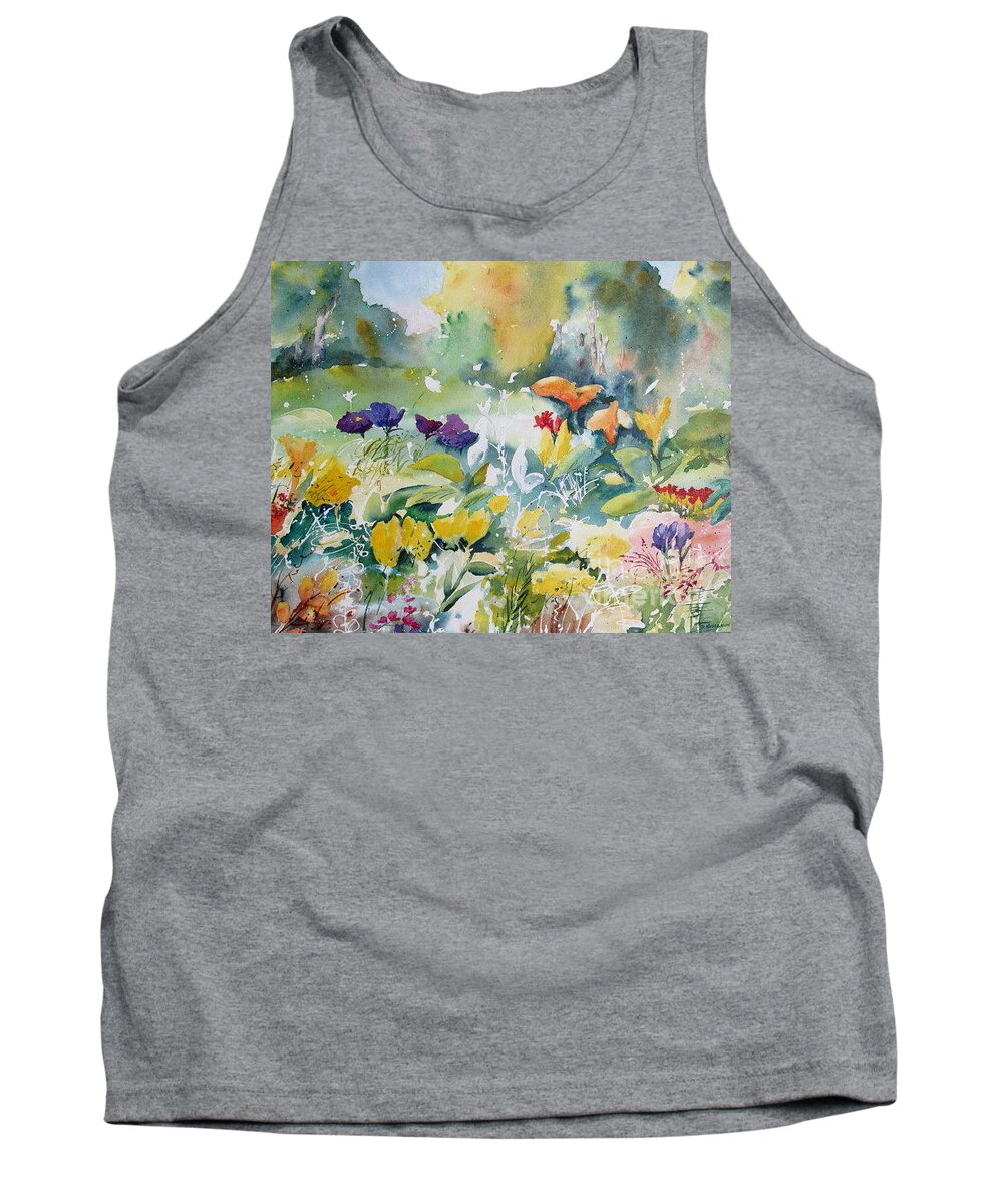 Watercolor Tank Top featuring the painting Walk In The Park by John Nussbaum