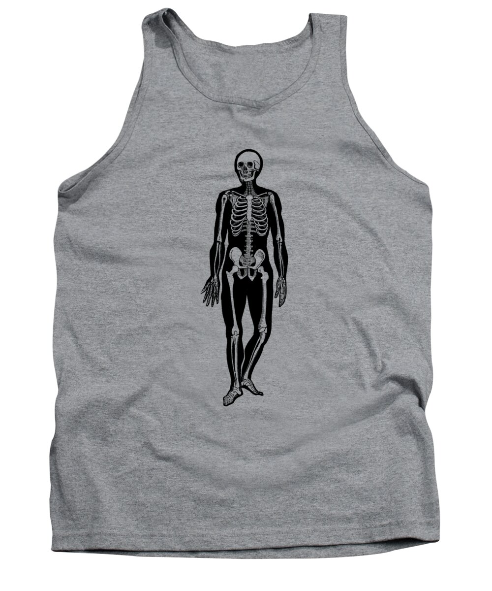 Skeleton Tank Top featuring the drawing Walking Skeleton - Vintage Anatomy Print by Vintage Anatomy Prints