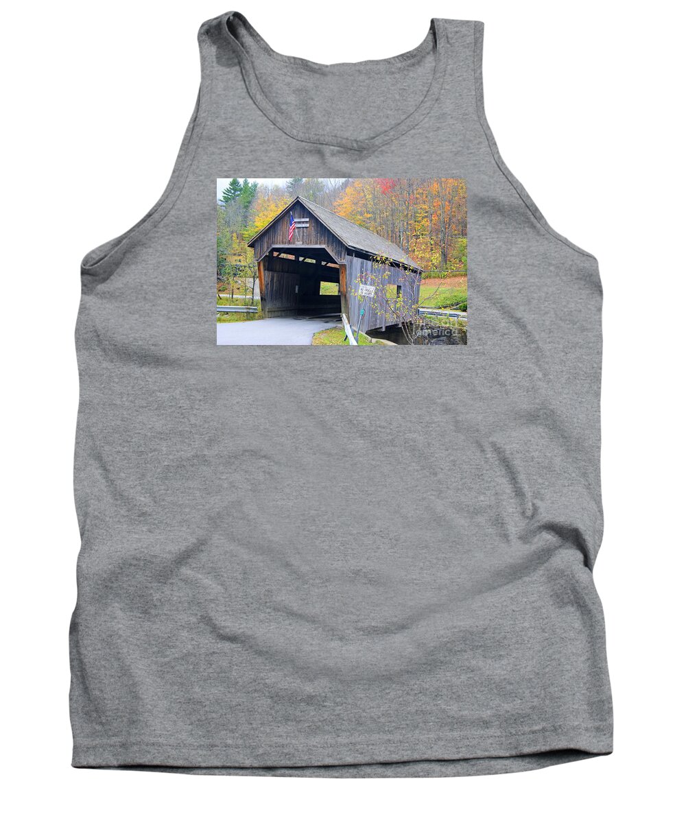 Covered Bridge Tank Top featuring the photograph Warren Covered Bridge in Vermont by David Birchall
