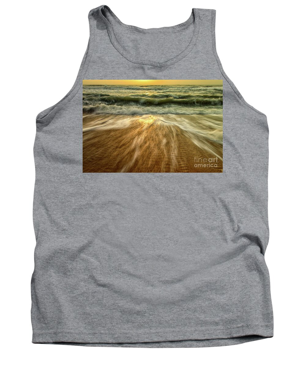 Coastal Tank Top featuring the photograph Washing Out to Sea Nature / Seascape / Coastal Photograph by PIPA Fine Art - Simply Solid