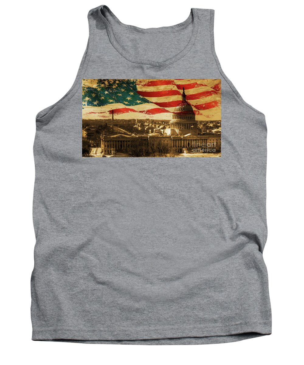 American Tank Top featuring the painting Washington DC USA 002 by Gull G