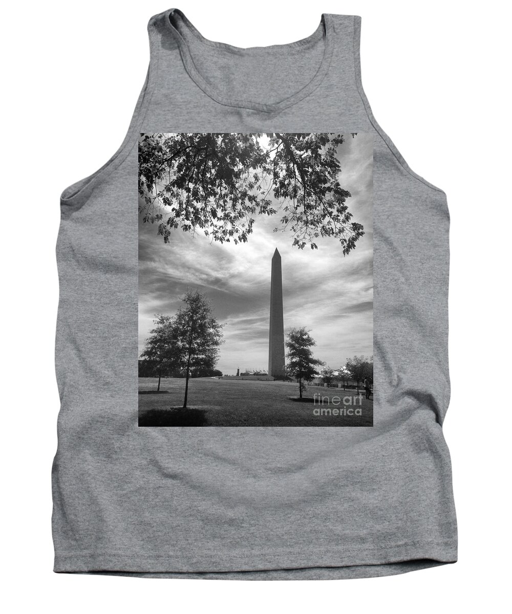 Washington Tank Top featuring the photograph Washington Monument in Black and White by Angela Rath