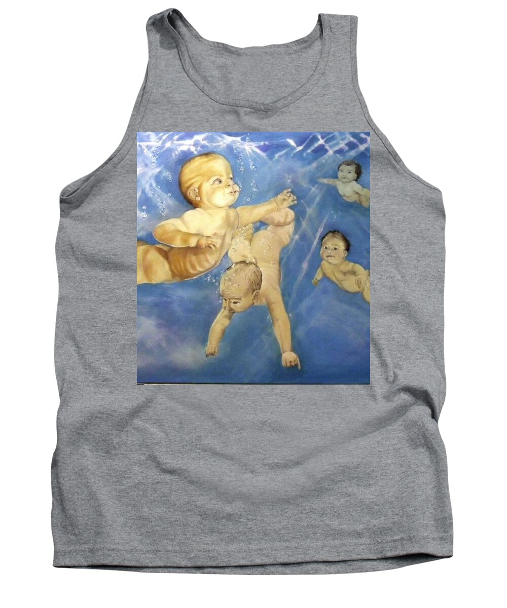 Babies Tank Top featuring the painting Water Babies by Jane Simpson