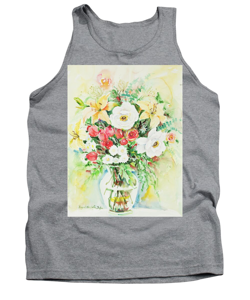 Flowers Tank Top featuring the painting Watercolor Series 113 by Ingrid Dohm