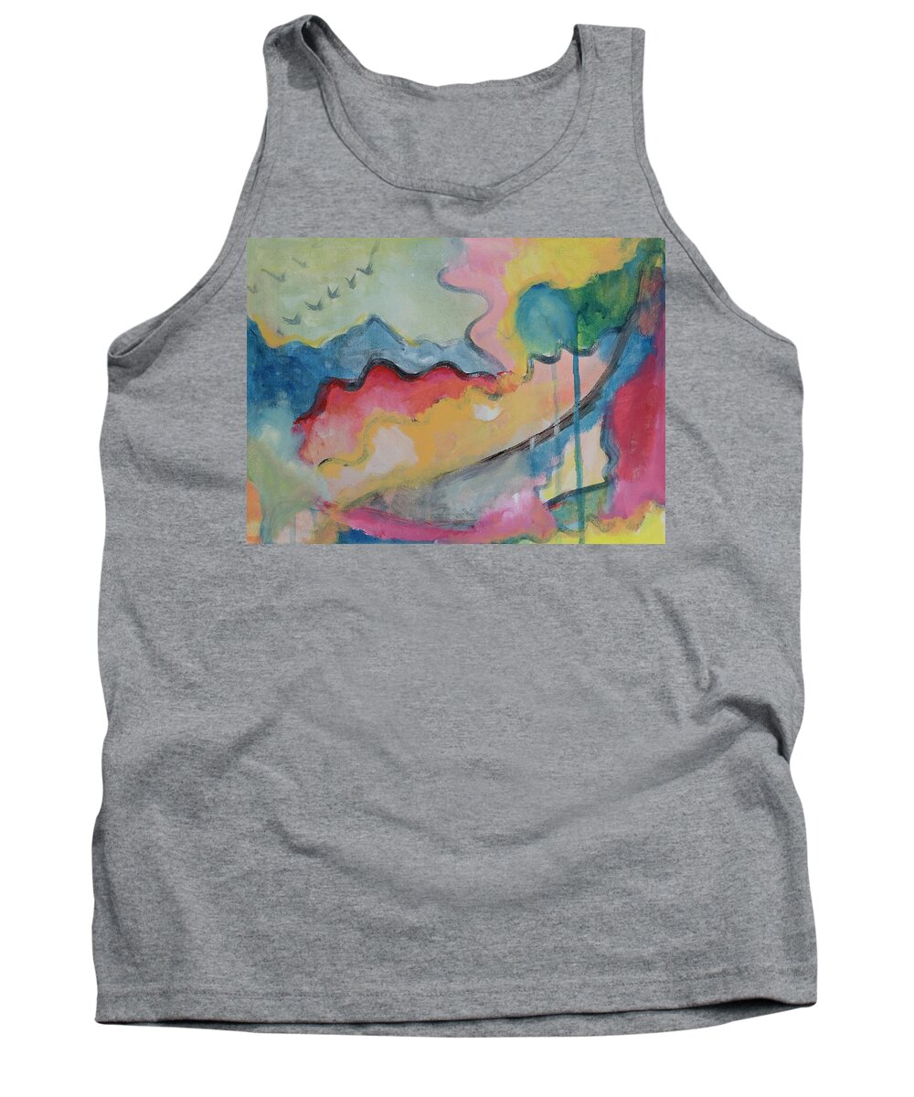 Colorful Abstract Tank Top featuring the digital art Watery Abstract by Susan Stone