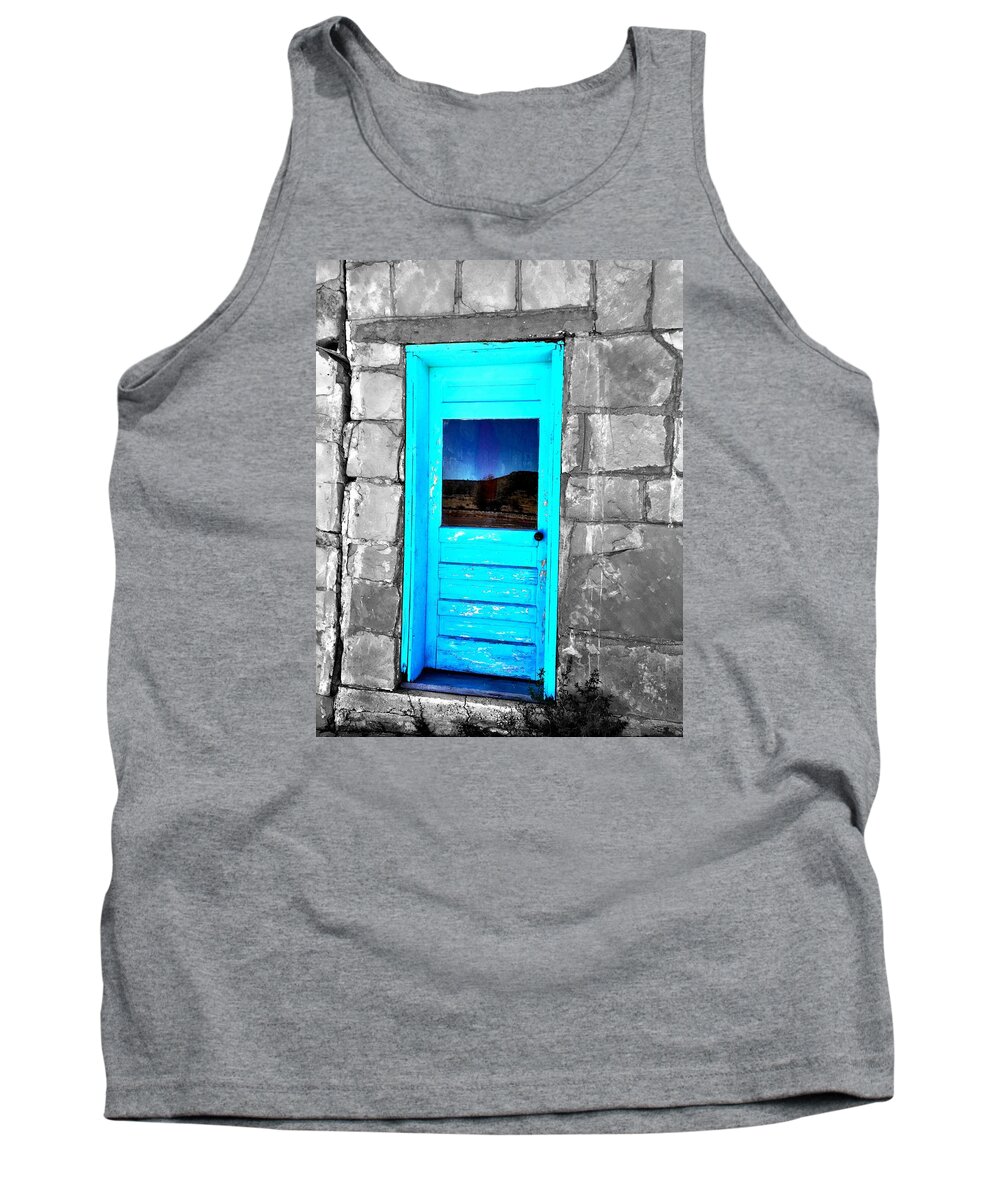 Door Tank Top featuring the photograph Weathered Blue by Brad Hodges