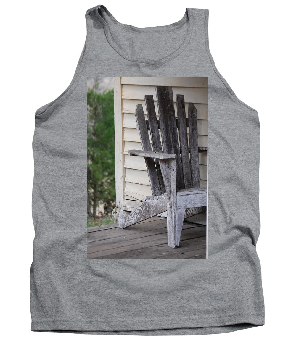 Weathered Tank Top featuring the photograph Weathered Porch Chair by Debbie Karnes