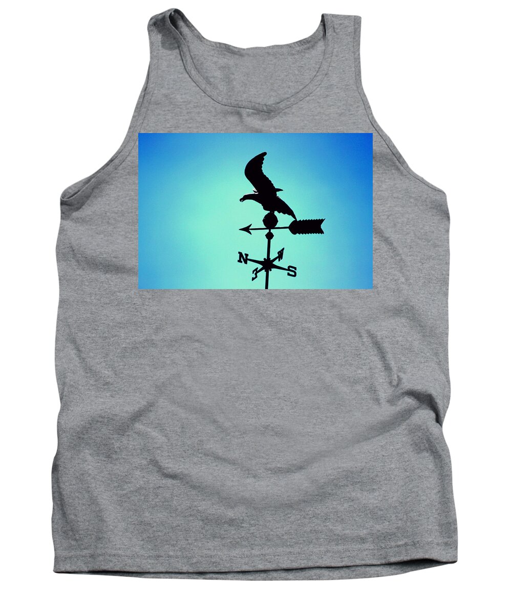 Blue Tank Top featuring the photograph Weathervane in Summer Blues by Colleen Cornelius