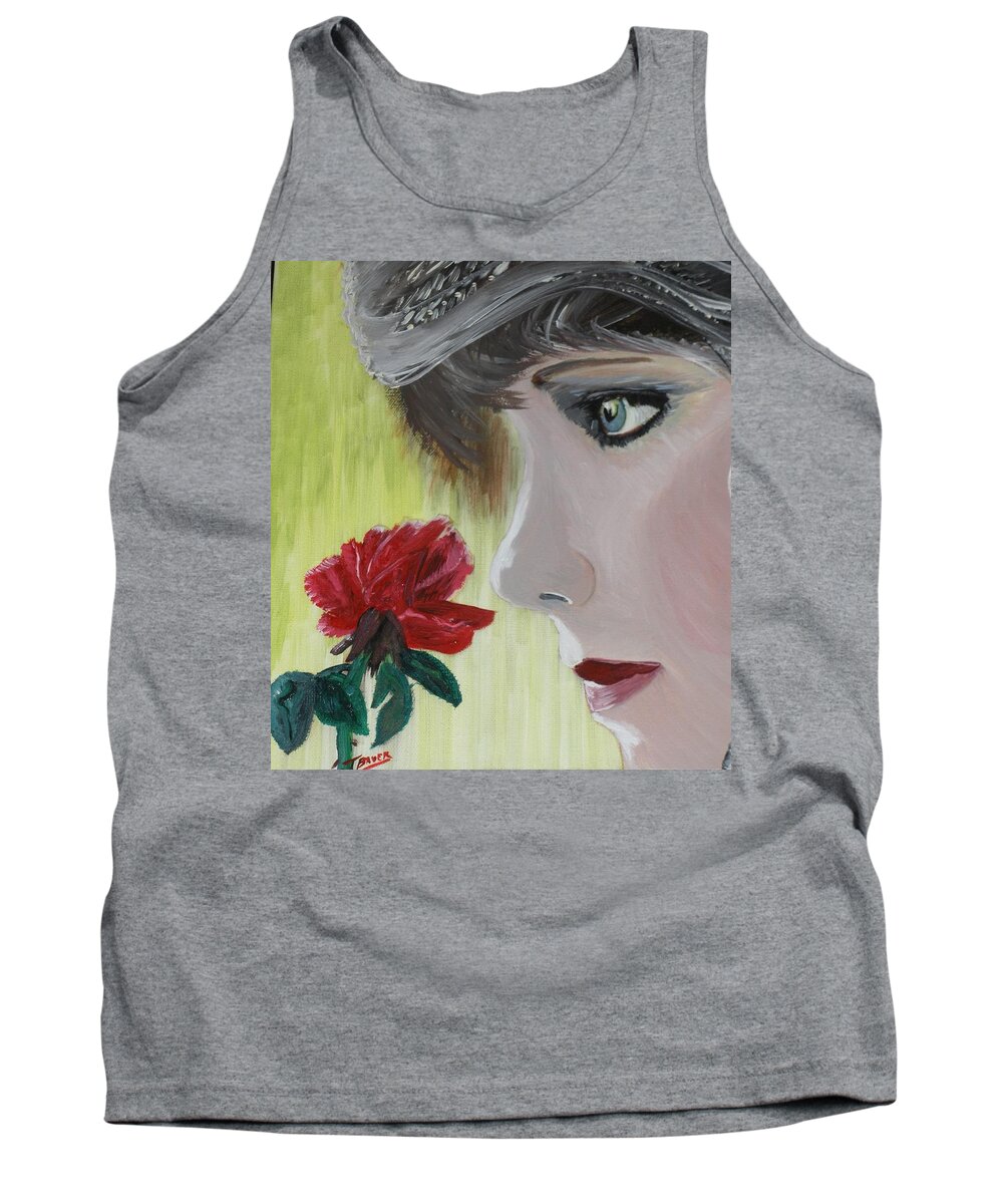 Romance Tank Top featuring the painting Wedding Rose by J Bauer