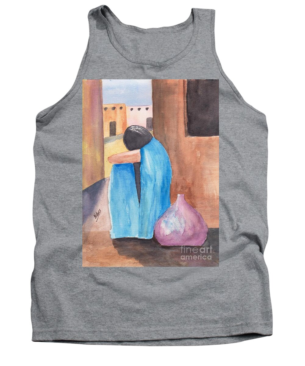 Southwest Tank Top featuring the painting Weeping Woman by Susan Kubes
