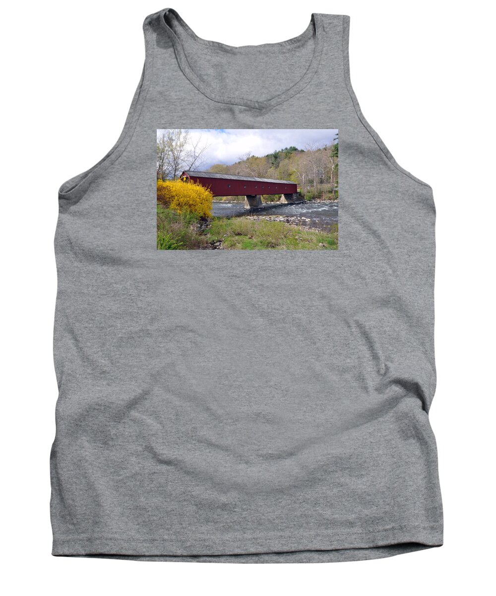 Covered Bridge Tank Top featuring the photograph West Cornwall CT covered bridge by Glenn Gordon