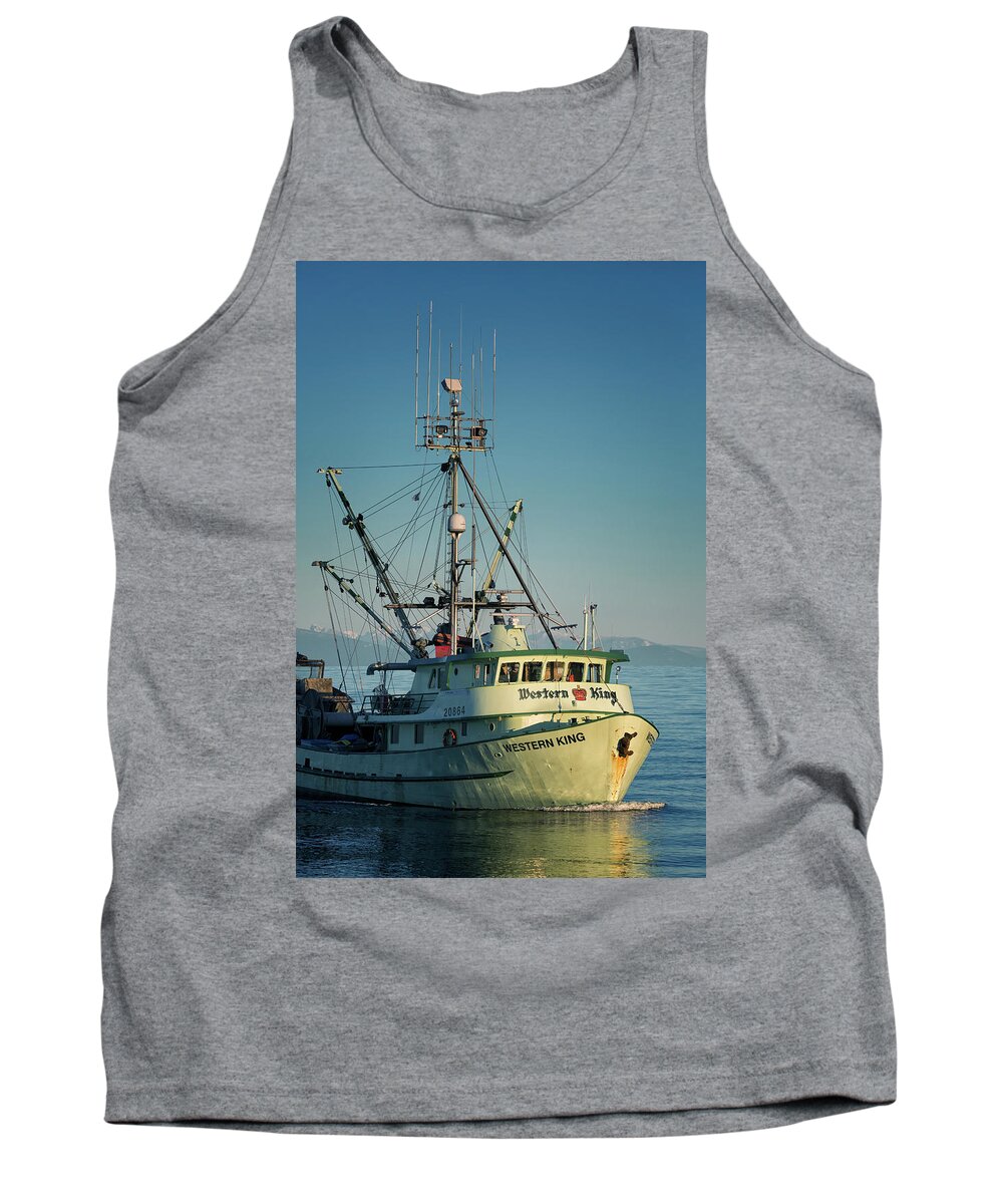 Western King Tank Top featuring the photograph Western King At Breakwater by Randy Hall