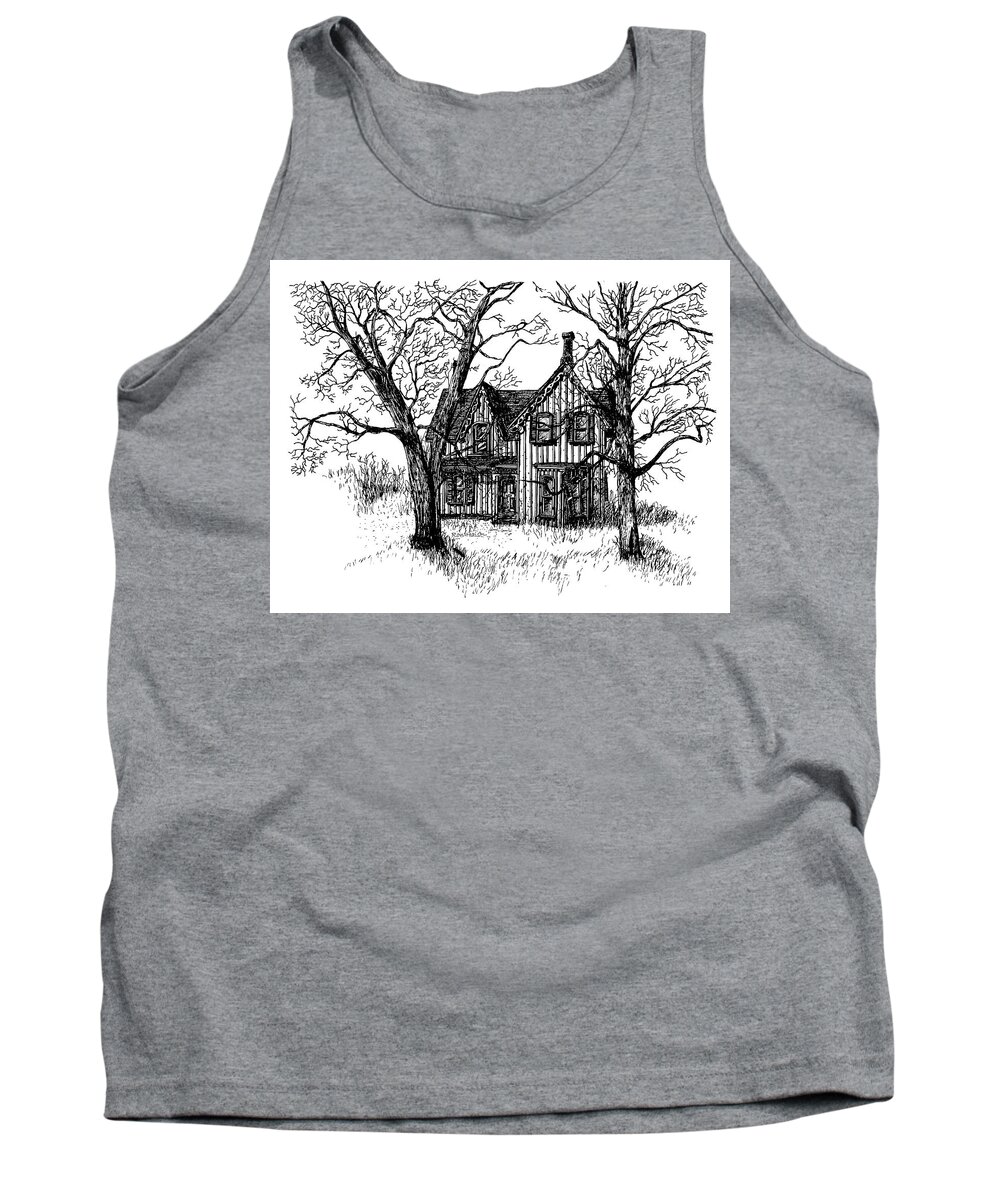 House Tank Top featuring the drawing Westhill House 1 by Ron Haist