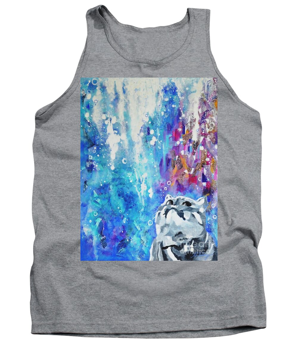 Cat Tank Top featuring the painting What's up? by Betty M M Wong