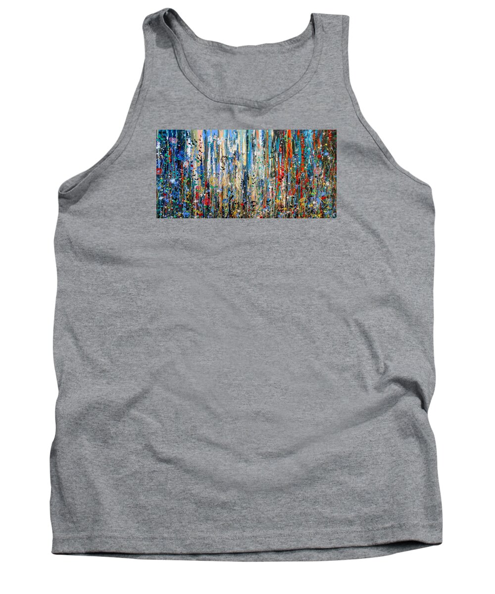 Abstract Painting Tank Top featuring the painting Where wild roses bloom - Large Work by Angie Wright