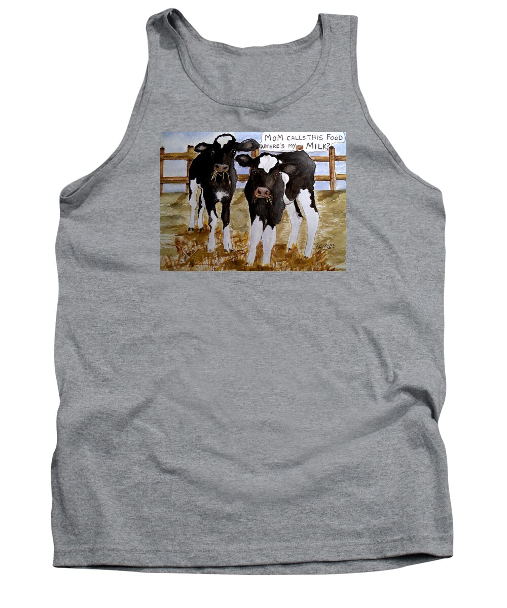 Cows Tank Top featuring the painting Where's my Milk? by Carol Grimes