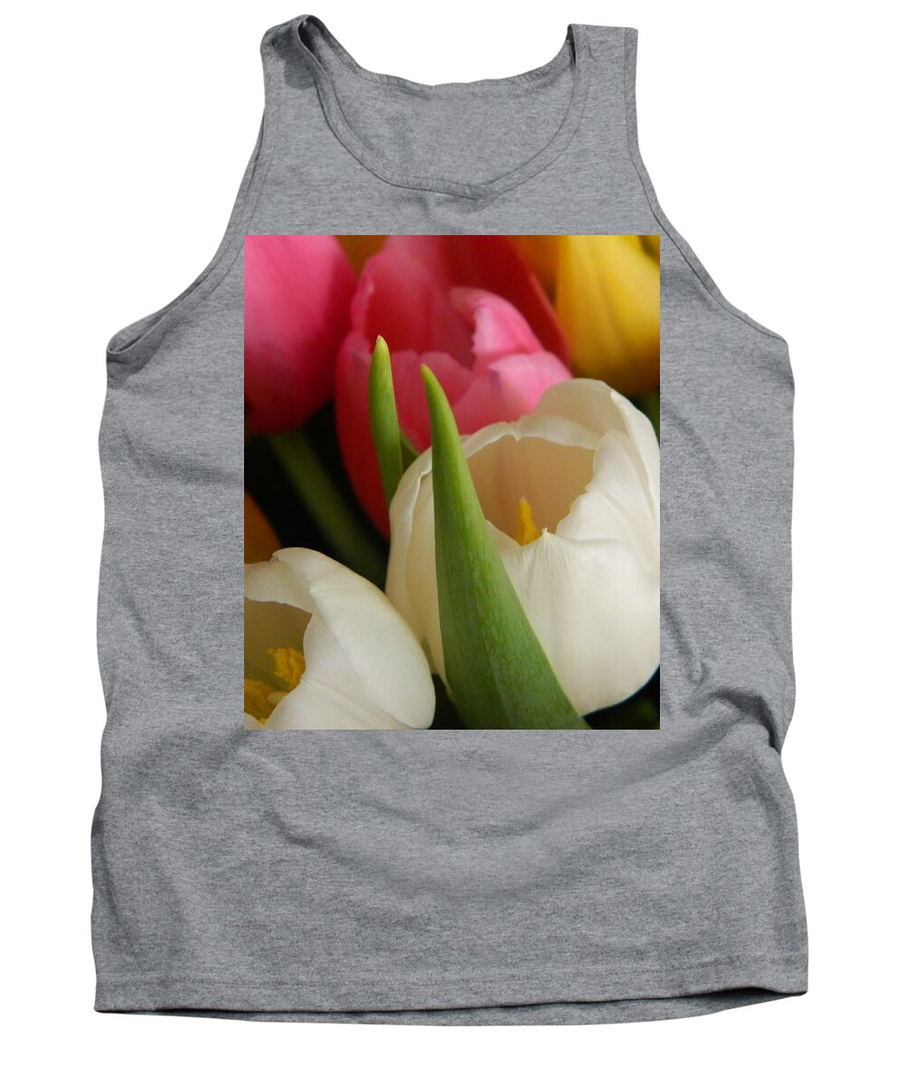 Tulip Tank Top featuring the photograph White Balance in Spring by Karen Mesaros