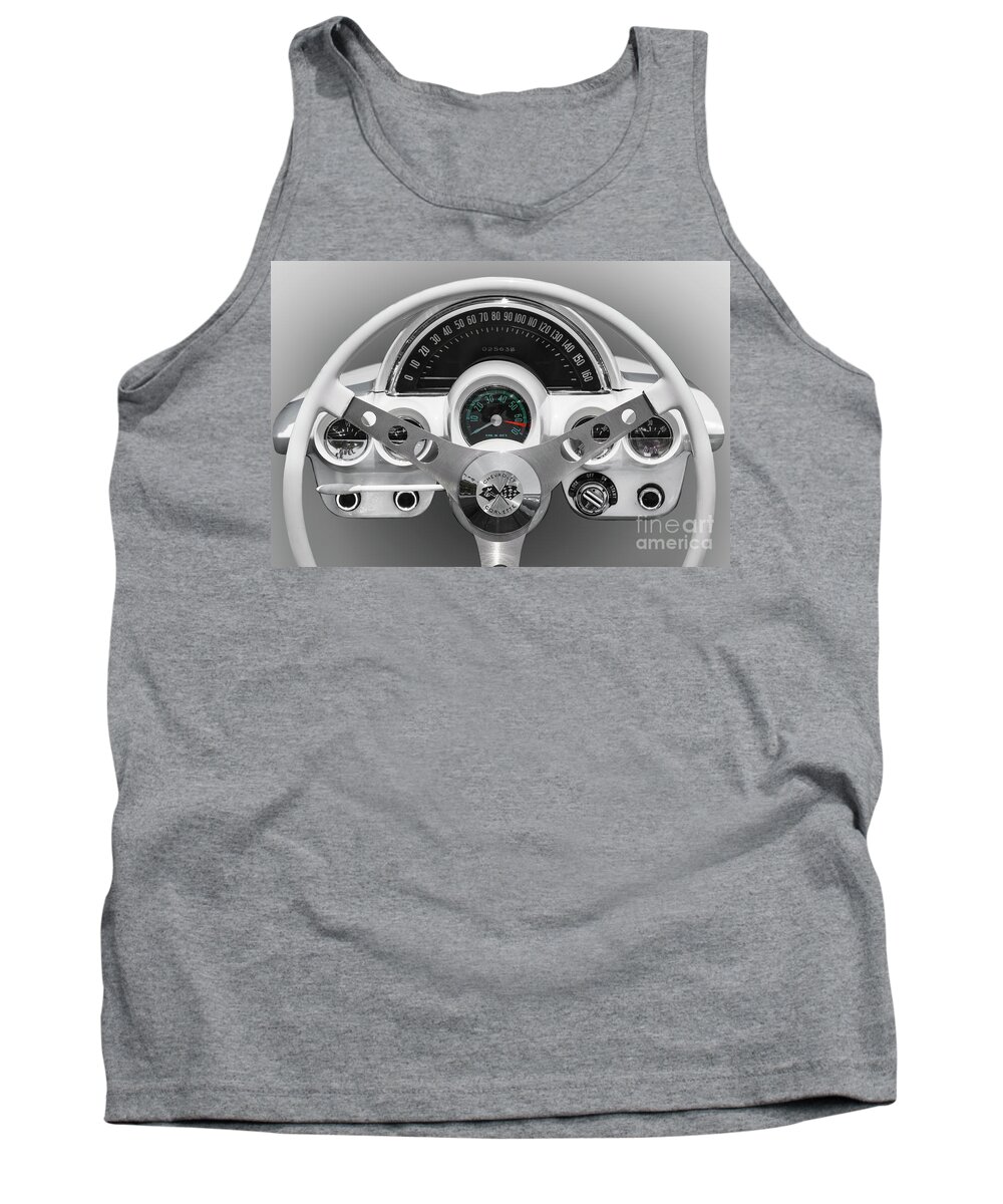 Corvette Tank Top featuring the photograph White C1 Dash by Dennis Hedberg
