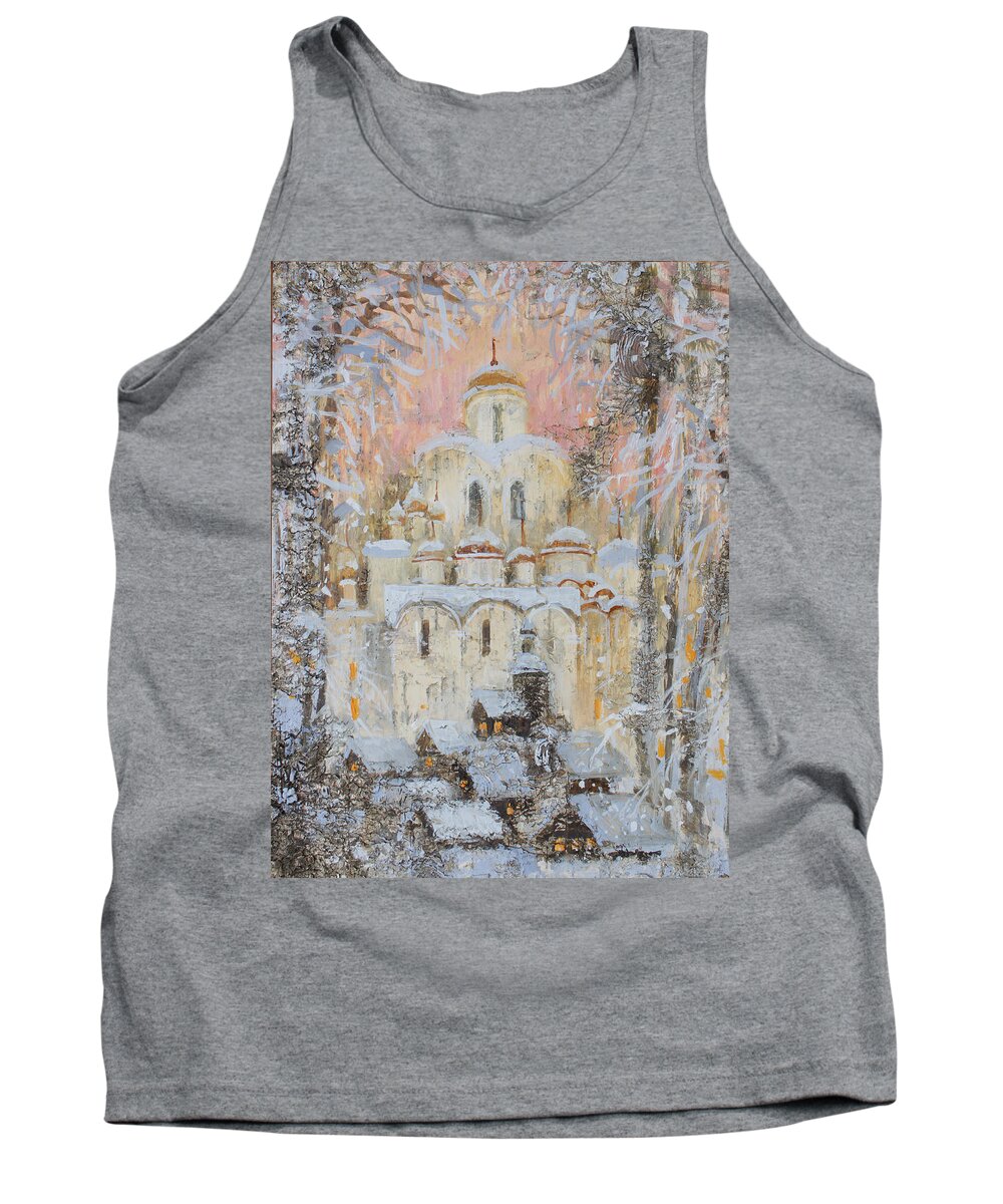 Russia Tank Top featuring the painting White Cathedral under Snow by Ilya Kondrashova