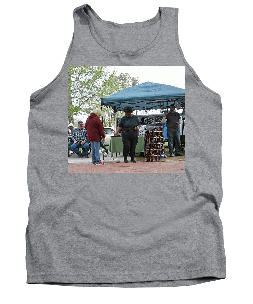 Fun & Games At The Car Show Tank Top featuring the photograph White Ferret car show by Jack Pumphrey
