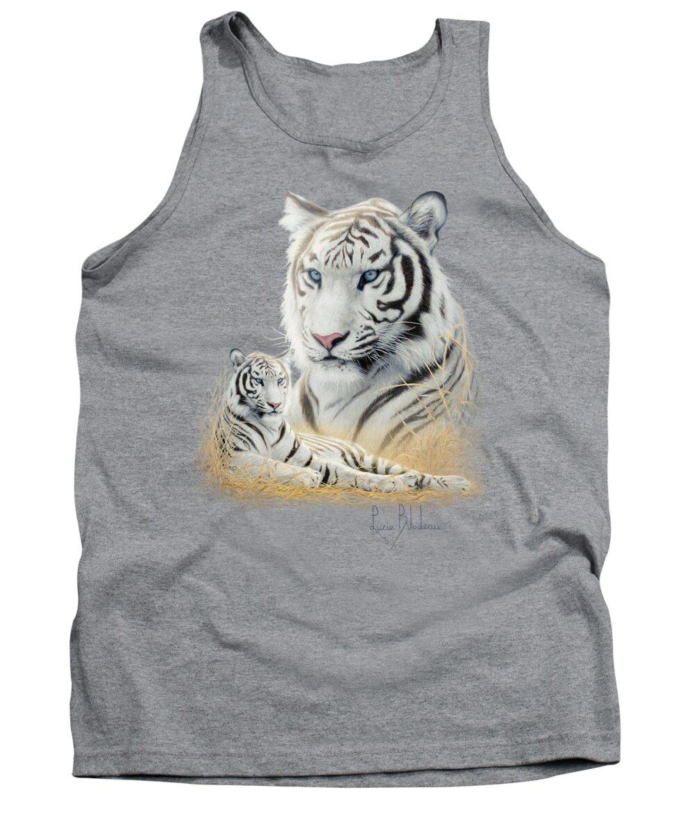 Tiger Tank Top featuring the painting White Tiger by Lucie Bilodeau