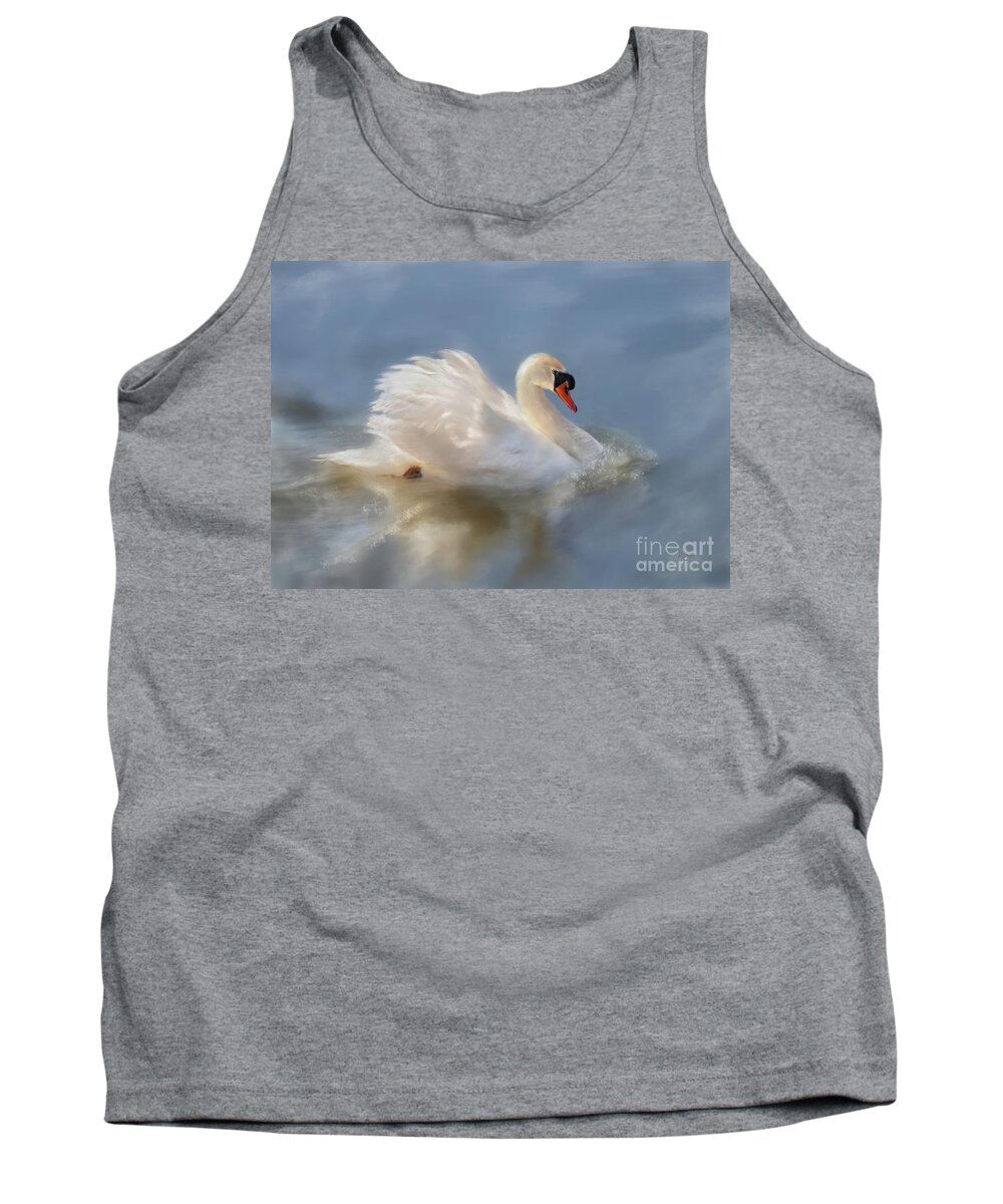 Swan Tank Top featuring the digital art Wild Beauty Painted by Lois Bryan