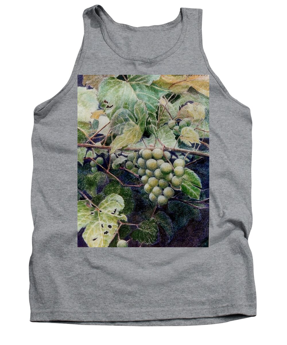 Green Tank Top featuring the painting Wild grapes by Constance Drescher