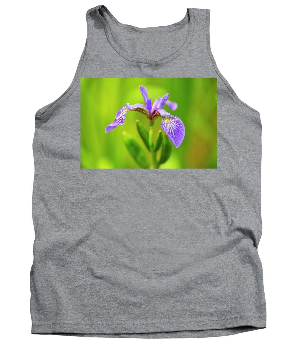 Wild Iris Tank Top featuring the photograph Wild Iris by Nancy Dunivin