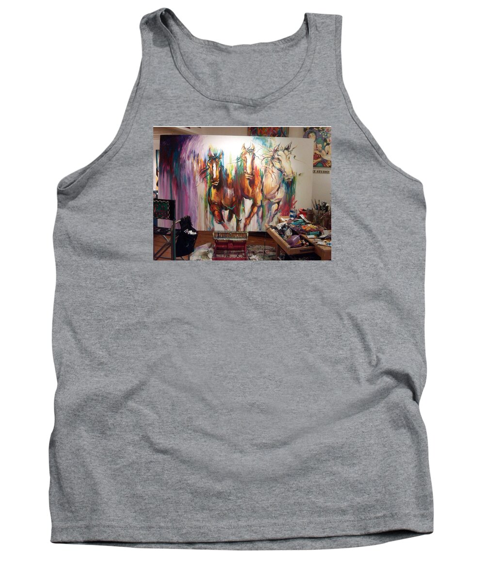 Horses Tank Top featuring the painting Wild wild horses by Heather Roddy