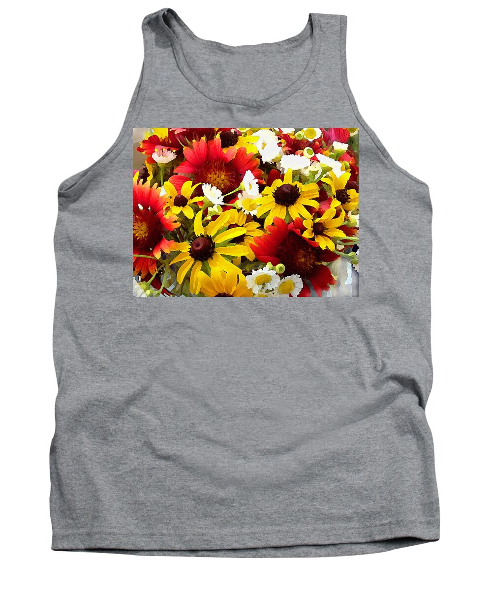 Wildflowers Tank Top featuring the mixed media Wildflower Riot by Shelli Fitzpatrick