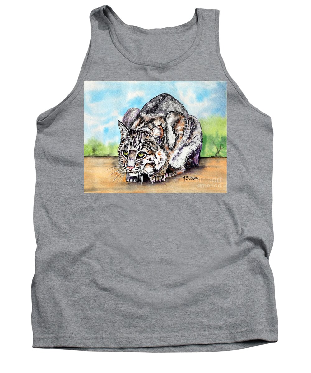 Bobcat Tank Top featuring the painting Willow by Maria Barry