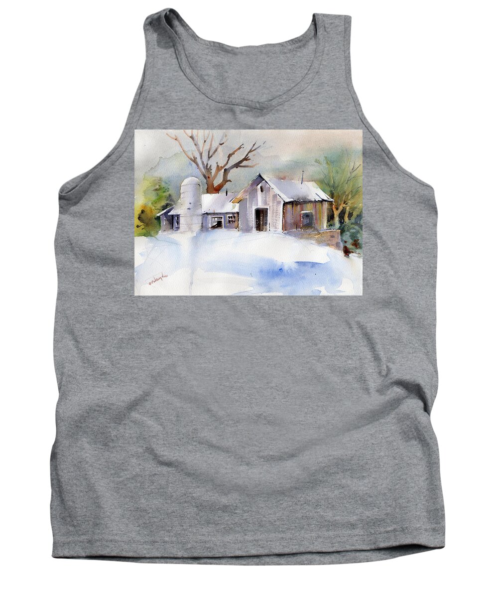New England Scenes Tank Top featuring the painting Winter Barn by P Anthony Visco