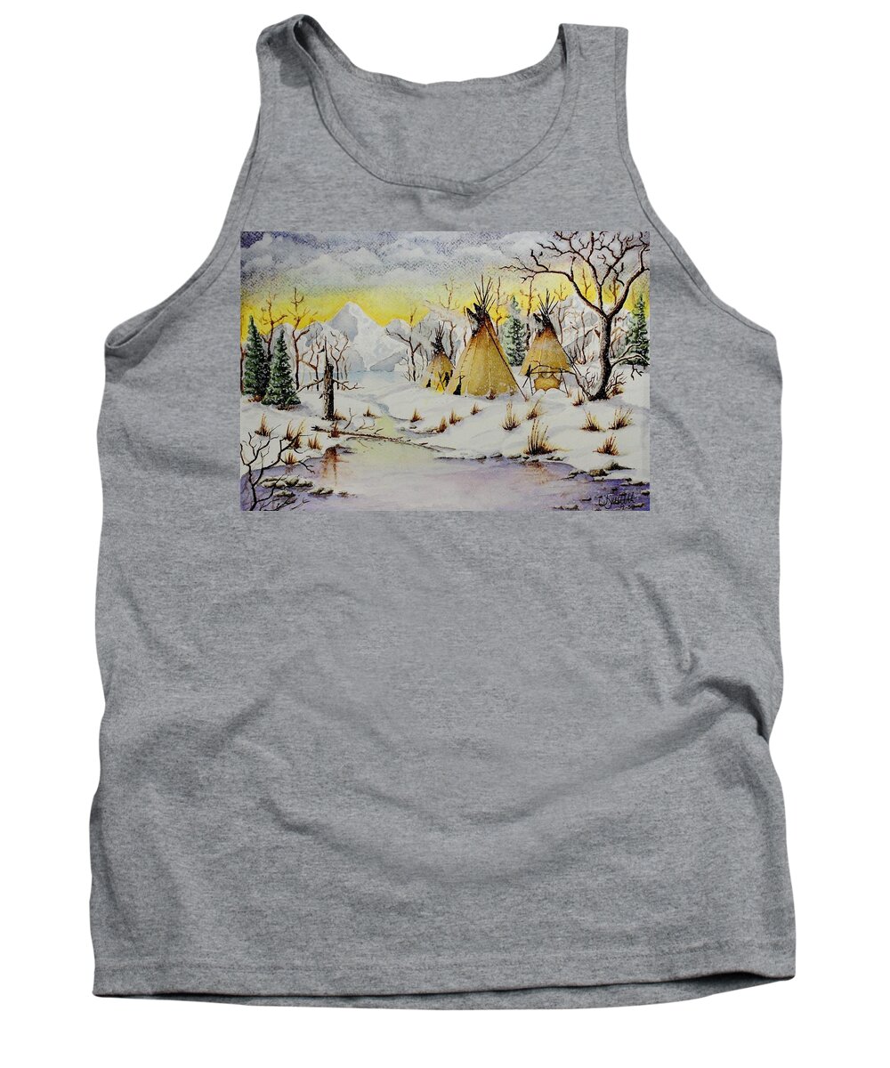 American Tank Top featuring the painting Winter Camp by Jimmy Smith