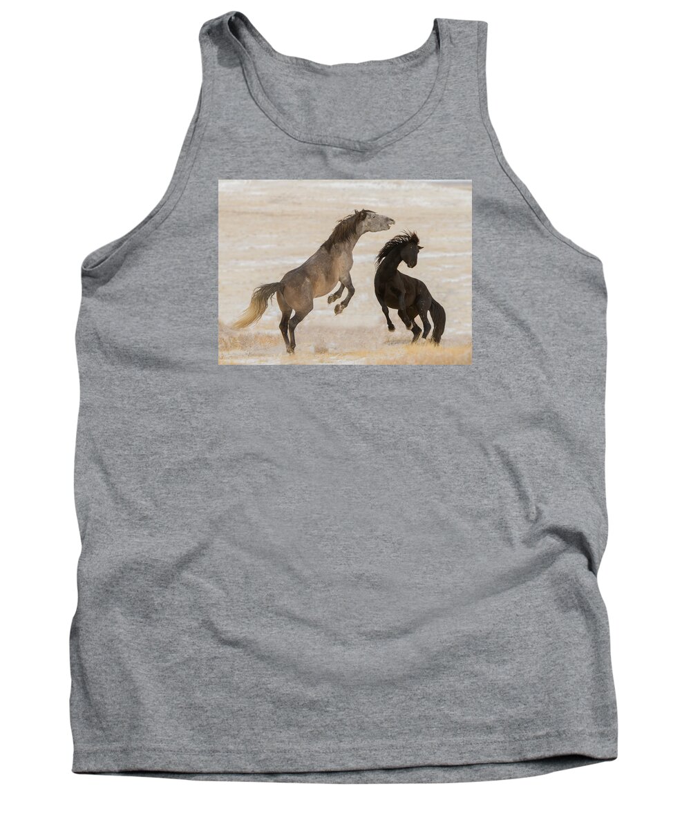 Wild Horse Tank Top featuring the photograph Winter Fight by Kent Keller