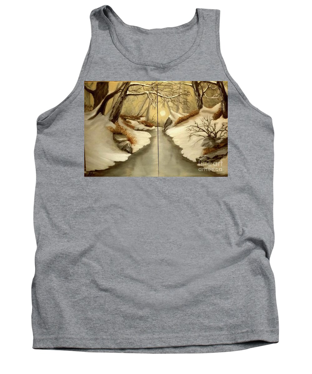 Landscape Tank Top featuring the painting Winter Glow by Peggy Miller