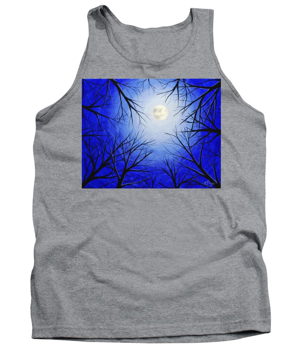 Winter Tree Tank Top featuring the painting Winter Moon by Emily Page