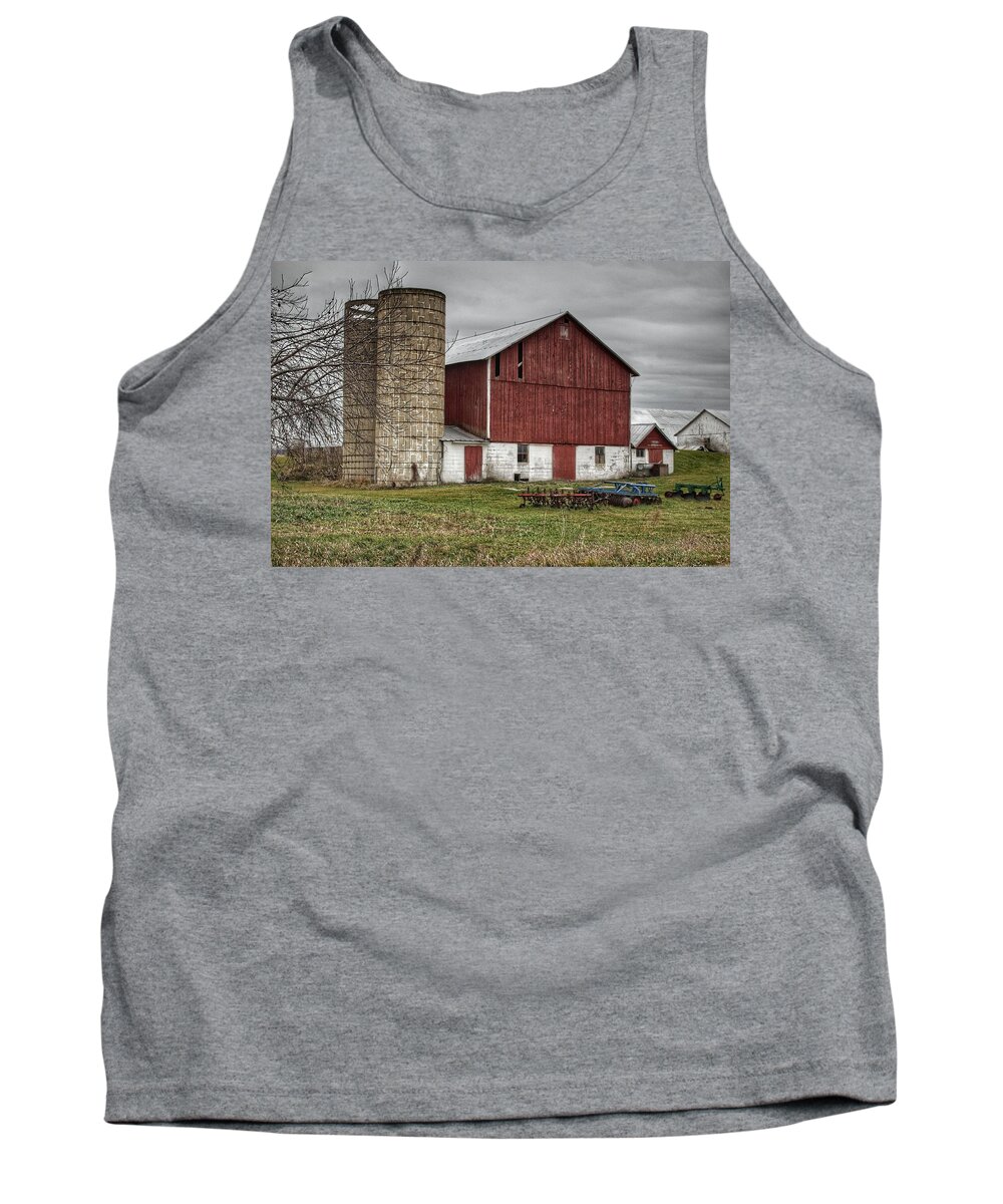 Barn Tank Top featuring the photograph 0006 - Winter Red by Sheryl L Sutter