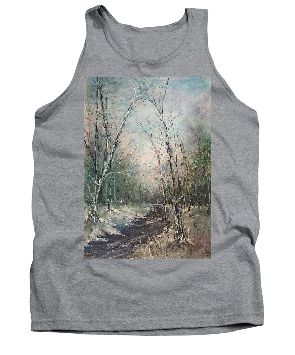 Oil Pastel Tank Top featuring the painting Winter Sojourn by Robin Miller-Bookhout