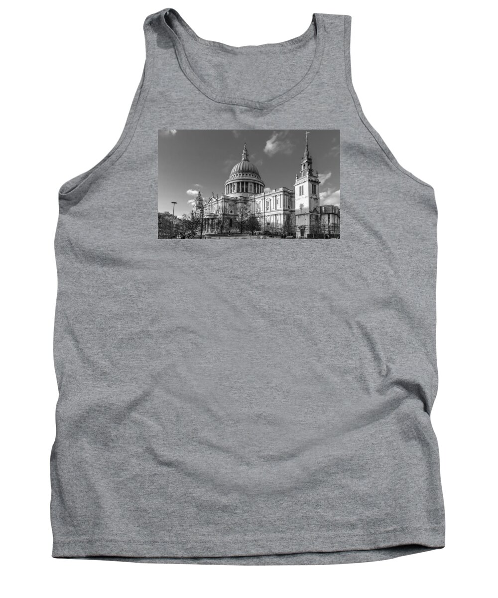British Weather Tank Top featuring the photograph Winter sun St Paul's Cathedral BW by Gary Eason