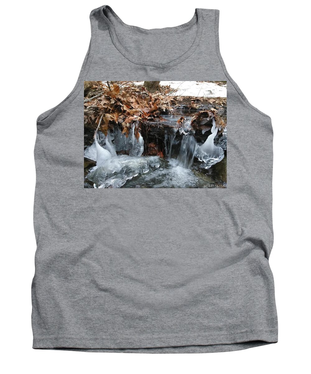 Nature Tank Top featuring the photograph Winter Water Flow 6 by Robert Nickologianis