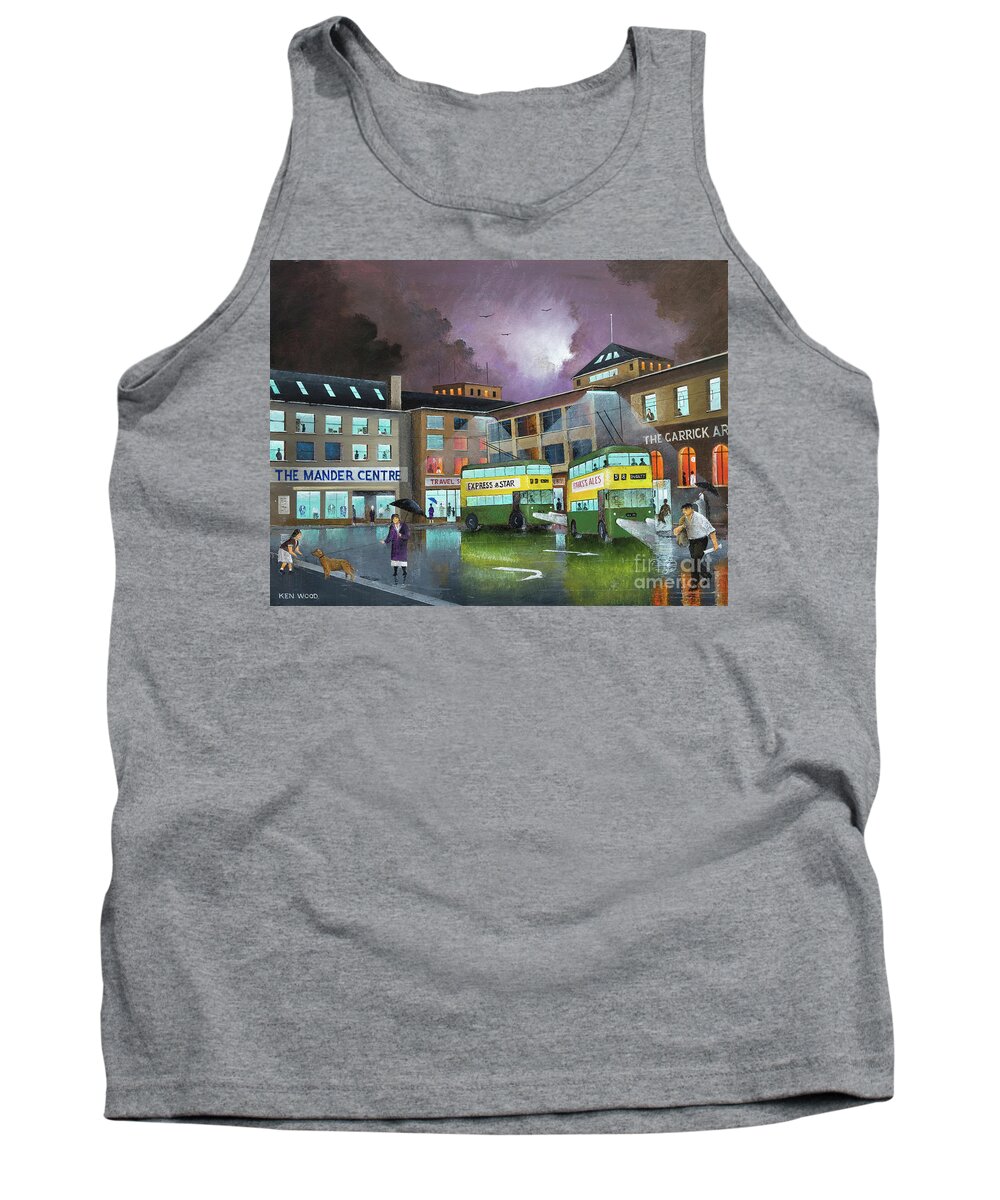 England Tank Top featuring the painting Wolverhampton Trolley Bus Terminus - England by Ken Wood